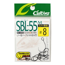 オーナー シングル55バーブレス(ミノー用) SBL-55M #8